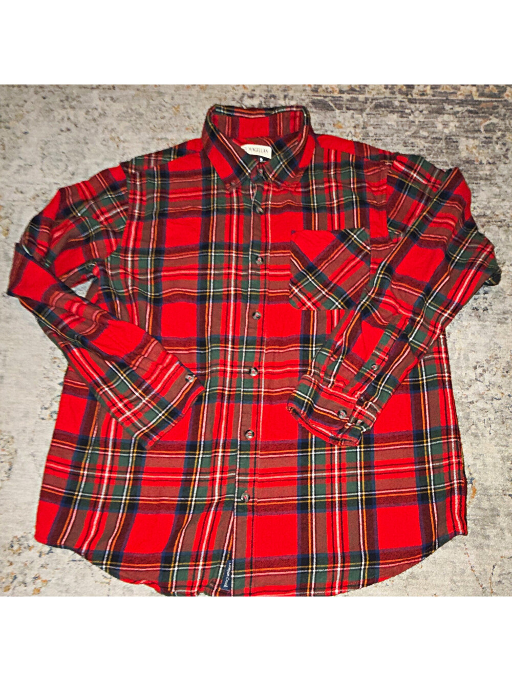 Magellan Men's Plaid Flannel Cotton Button-Down Shirt M Pockets Red A439